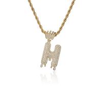 GGYTMQL Letras de la lágrima de la Corona de Moda New Hip Hop 26 Collar Colgante Joyería de Punk Chapado Real