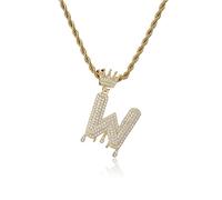 GGYTMQL Letras de la lágrima de la Corona de Moda New Hip Hop 26 Collar Colgante Joyería de Punk Chapado Real