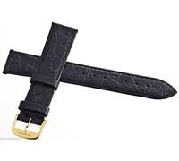 GGYTMQL Longines de 18 mm de cuero negro de cuero para hombre Reloj Correa de oro Hebilla de oro