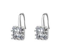 GGYTMQL Luxurious 925 Sterling Silver Temperament Square AAA Circón Pendientes de Cristal para Mujeres Sterling-Silver-judeelry Brincos