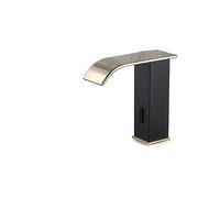 GGYTMQL Luxury Matte Black Sensor Baño de baño grifo fría y cubierta de cubierta caliente Mezcladora de fregadero corta y alta (color: oro corto)