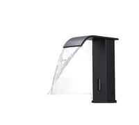 GGYTMQL Luxury Matte Black Sensor Baño de baño grifo fría y cubierta de cubierta caliente Mezcladora de fregadero corta y alta (color: oro corto)