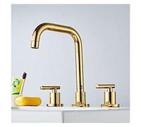 GGYTMQL Madre del Fregadero de Oro del Lavabo del Fregadero de la Cuenca del Fregadero del northamericano Grifo del Lavabo del baño de 3 Agujeros del baño de 3 Hoyos (Dorado)