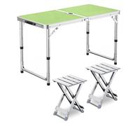 GGYTMQL Mesa de Campamento con 2 taburetes, Mesa de Picnic Plegable de Altura Ajustable taburetes portátiles de Aluminio Plegable para el jardín al Aire Libre kiten Barbacoa