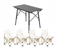 GGYTMQL Mesa de Campamento Plegable y Juego de Aire, Mesa de Picnic Plegable portátil, Altura Ajustable, Aire de Pesca de césped Plegable Ligero, fácil de Transportar