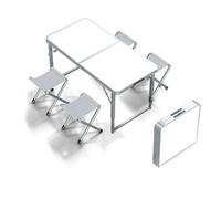 GGYTMQL Mesa de Campamento Plegable y Taburete de 3/5, Mesa de Comedor de Aluminio Liviana con Patas de Altura Ajustables Aires portátiles portátiles para Uso en Exteriores