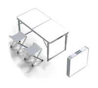 GGYTMQL Mesa de Campamento Plegable y Taburete de 3/5, Mesa de Comedor de Aluminio Liviana con Patas de Altura Ajustables Aires portátiles portátiles para Uso en Exteriores