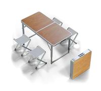 GGYTMQL Mesa de Campamento Plegable y Taburete de 3/5, Mesa de Comedor de Aluminio Liviana con Patas de Altura Ajustables Aires portátiles portátiles para Uso en Exteriores