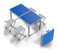 GGYTMQL Mesa de Campamento Plegable y Taburete de 3/5, Mesa de Comedor de Aluminio Liviana con Patas de Altura Ajustables Aires portátiles portátiles para Uso en Exteriores