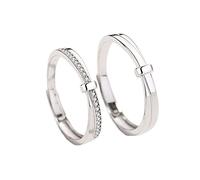 GGYTMQL Metal Sterling Open Finger Ring Pareja Anillo Sterling Metal S925 Simple Plametalum Anillo Regalos de Anillo de Amantes de Hombres y Mujeres para Amantes, Abertura Ajustable
