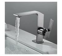 GGYTMQL Mezcla de grifo de oro de cepillo para el baño creativo de agua fría caliente duardilla de la grúa montada en la cubierta de un solo orificio de la batería de la batería del toque de bañera