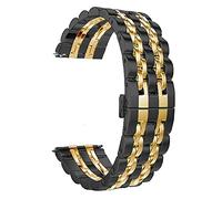 GGYTMQL Mira la correa de liberación rápida Correa de acero inoxidable para una pulsera de metal sólido desmontable de 22 mm de 22 mm de mariposa pulsera de metal sólido /22 mm/oro negro