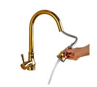 GGYTMQL Moderno Pull Spout Kitchen Faucet Deck Black Stream Sprayer Mezclador de cocina Mango de un solo mango de mango (Color: Cromo)