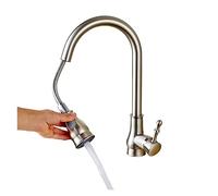 GGYTMQL Moderno Pull Spout Kitchen Faucet Deck Black Stream Sprayer Mezclador de cocina Mango de un solo mango de mango (Color: Cromo)