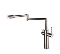 GGYTMQL Molte de la cubierta plegable de la plataforma plegable del fregadero de la cocina del fregadero con brazo oscilante de unión doble estirable, grifo directo, latón dos manijas de un solo