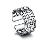 GGYTMQL Mujeres Anillo Ajustable, Creatividad Retro Heart Tibetan Sutra Novelidad Abierta Abierta Abierta para Boda Joya