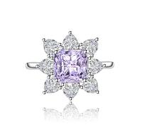 GGYTMQL Mujeres Diamond Sunflower Ring Cubic Zirconia Pink Crystal Ruby Topy Sapphire Party Band Regalo de cumpleaños para novia Declaración de la boda Conmisión de boda Anillo ajustable (amarillo)