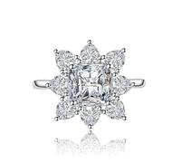 GGYTMQL Mujeres Diamond Sunflower Ring Cubic Zirconia Pink Crystal Ruby Topy Sapphire Party Band Regalo de cumpleaños para novia Declaración de la boda Conmisión de boda Anillo ajustable (amarillo)