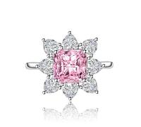 GGYTMQL Mujeres Diamond Sunflower Ring Cubic Zirconia Pink Crystal Ruby Topy Sapphire Party Band Regalo de cumpleaños para novia Declaración de la boda Conmisión de boda Anillo ajustable (amarillo)