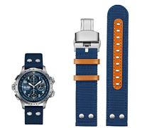 GGYTMQL Para el reloj de aviación de caqui H77616533 H70615733 Reloj Strap Men Bandy Beyond Speed Speed Series Nylon Canvas 20 mm 22 mm/Pan de plata negro/22 mm