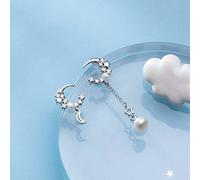 GGYTMQL para los Pendientes S925 Mujeres Estilo Coreano Star Luna Diamante