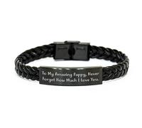 GGYTMQL Para mi increíble Pappy, nunca olvides cuánto te amo. Regalos de pulseras de cuero trenzado para Pappy de familia, amigo o compañero