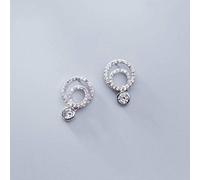 GGYTMQL Para Mujeres, S925 Fashion Coreano Coreano Estilo literario Diamond Hollow Temperamento Redondeo Redondeo