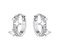 GGYTMQL Pendientes de aro pequeño 925 Sterling Silver Clear Universe Galaxy Pendientes Tiny Pendientes para Regalos de Niña Joyería Anti-Alergia