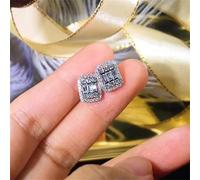 GGYTMQL Pendientes de Baguette de Plata esterlina con Diamantes Pendientes pequeños para Mujeres Compromiso de Boda Bridal