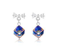 GGYTMQL Pendientes de Cubo de Cristal para Mujeres Joyas de Boda 925 Accesorios de Oreja Colgante de Plata esterlina