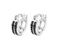 GGYTMQL Pendientes de Plata de Plata Vintage 925 Pendientes de aro de espinela Negra para Mujeres Fine Silver 925 Joyas