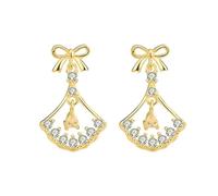 GGYTMQL Pendientes de Plata para Mujeres 925 Pendientes Colgantes de la Plata esterlina, aretes de circonía espumoso, Pendientes de Gato de Oro, Regalo de joyería para el Día de San Valentín