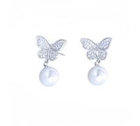 GGYTMQL Pendientes de Plata para Mujeres 925 Sterling SILELA PEZOS DE COLITRA DE COCIONIA Plantilla para para DE PERLO, Paras Elegantes DE Pensa DE Plata, REFECTO DE JEJISTA DE Mujeres
