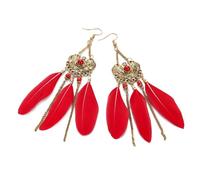 GGYTMQL Pendientes de Plumas para Mujeres - Boho Long Tassel Feather Pendiendo para Mujeres Pendientes de Boda Colgante Vintage Accesorios de Regalos de joyería UI