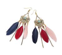 GGYTMQL Pendientes de Plumas para Mujeres - Boho Long Tassel Feather Pendiendo para Mujeres Pendientes de Boda Colgante Vintage Accesorios de Regalos de joyería UI