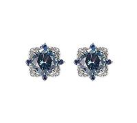 GGYTMQL Pendientes de Semental Women Blue Topaz creó Accesorios de joyería de Boda de Piedras Preciosas