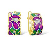 GGYTMQL Pendientes para mujeres Pendientes de flores de semental con piedras esmalte de joya de circonía cúbica