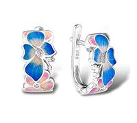 GGYTMQL Pendientes para mujeres Pendientes de flores de semental con piedras esmalte de joya de circonía cúbica
