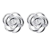 GGYTMQL Pendientes para Mujeres, Pendientes de Flores S925 Estilo Coreano Simple Hollow Rose Flower Pequeño Temperamento de Temperamento