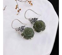 GGYTMQL Pendientes para Mujeres, Pendientes de oído de Estilo Chino s con Incrustaciones de nefrite Jasper Rosa Flor Mariposa Personalidad Pendientes Femeninos