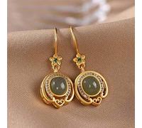 GGYTMQL Pendientes para Mujeres, Pendientes de torrencias Chinas s clásico nefrite Blancos Jade Sapphire Plum Flor de Zafiro Pendientes