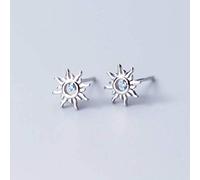 GGYTMQL Pendientes para Mujeres, Pendientes S925 Arte de Estilo Coreano Femenino Blue Diamond Hollow Redonde Sol Pendientes Cute
