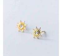 GGYTMQL Pendientes para Mujeres, Pendientes S925 Arte de Estilo Coreano Femenino Blue Diamond Hollow Redonde Sol Pendientes Cute