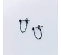GGYTMQL Pendientes para Mujeres, Pendientes S925 Femenino Estilo Coreano Pearl Simple Back Hanging Tar Cadina Temperatura Cap GirlBlack