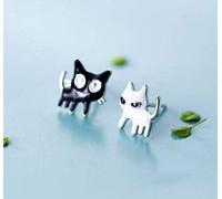 GGYTMQL Pendientes para Mujeres, Pendientes S925 Personalidad de Moda Coreana Cat en Blanco y Negro Pendientes de Animales Lindos