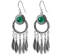 GGYTMQL Pendientes para Mujeres, s Pendientes AGA Green Feather Tassel Pendientes de topacio Simple Mujeres Amarillo
