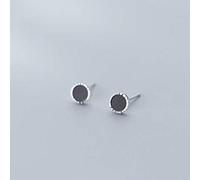 GGYTMQL Pendientes para Mujeres, S925 Fashion Korean Pequeños Pendientes Redondos Negros Pendientes geométricos Simples de Personalidad un par