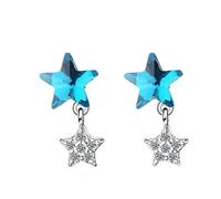 GGYTMQL Pendientes Reales 925 Sterling Silver Blue Crystal Double Star Stats for Women Fashion Silver Star