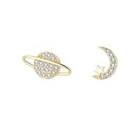 GGYTMQL Pendientes y Tachuelas Pendientes de Cristal asimétricos para Mujeres Cartílago Percado Joyas de Moda Silver Color Star Moon Joyería de Moda 224