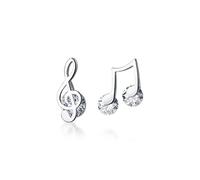 GGYTMQL Pequeños pendientes de notación de música asimétrica para mujeres Boda S925 Joyas
